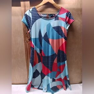 Kaari Blue Dress/ Size M/ Stretch, Pullover, Keyhole, Short Sleeve